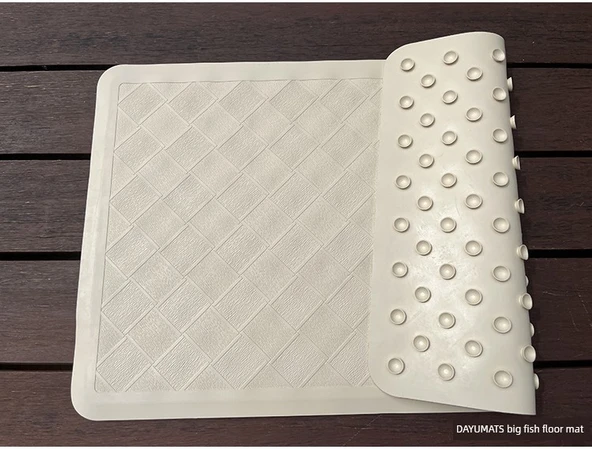 Kaymaz Kauçuk Banyo Paspası - 56x35cm - Ahşap Desenli Bej - 9