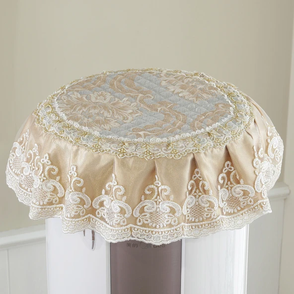 Yuvarlak Sandalye Minderi - Ahşap Desenli - Kırmızı Kareli - 40cm - 3