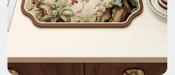 Mutfak Lavabo Tezgah Su Emici Kurutma Matı - Leke Tutmaz Desenli - 4'lü Set - 8