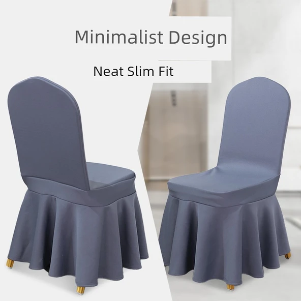 Elastik Sandalye Kılıfı - Safir Mavisi Ayaklıklı - 2