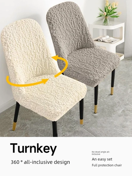 Esnek Sandalye Kılıfı - Koyu Gri - 4 Adet - 3