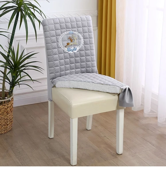 Şönil Sandalye Örtüsü - Çin Tarzı Flanel Mavi Geyik - 150x200cm Masa Örtüsü - 10