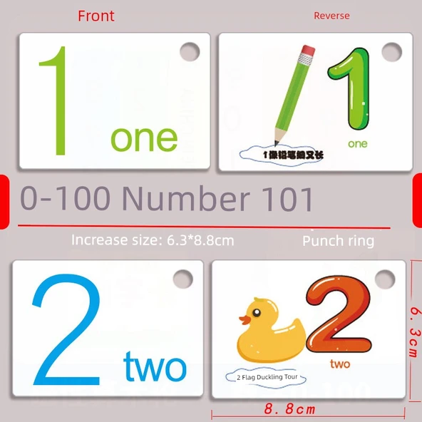 Matematik Flash Kartları - 0-100 Dijital Kartlar (101 Adet)