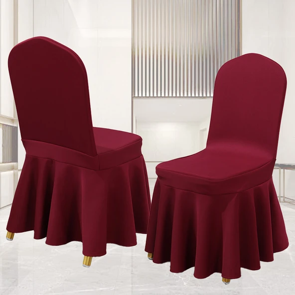 Elastik Sandalye Kılıfı - Bordo Zarf Ayaklı - 3