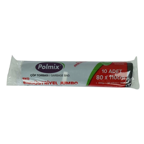 Polmix Jumbo Boy Çöp Torbası 80x110 Cm 50 Mikron 90Lt Siyah 10lu - 4