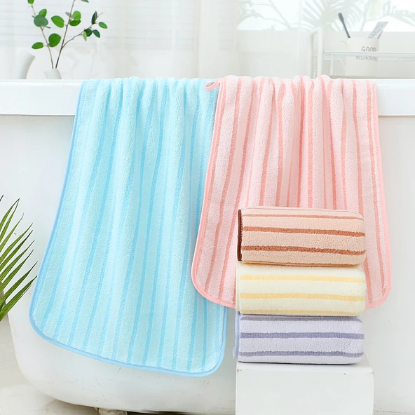 70x140cm Brokar Kar Kadife Mercan Polar Banyo Havlusu - Açık Gri - 3