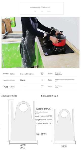 Tek Kullanımlık Plastik Su Geçirmez Önlük - Uzun Kalınlaştırılmış Mavi Bağımsız Ambalaj 100 Adet - 10