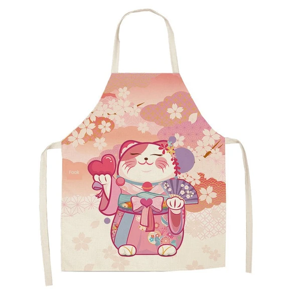 Ukiyo-E Desenli Kedi Mutfak Önlüğü - Çocuk - W88802