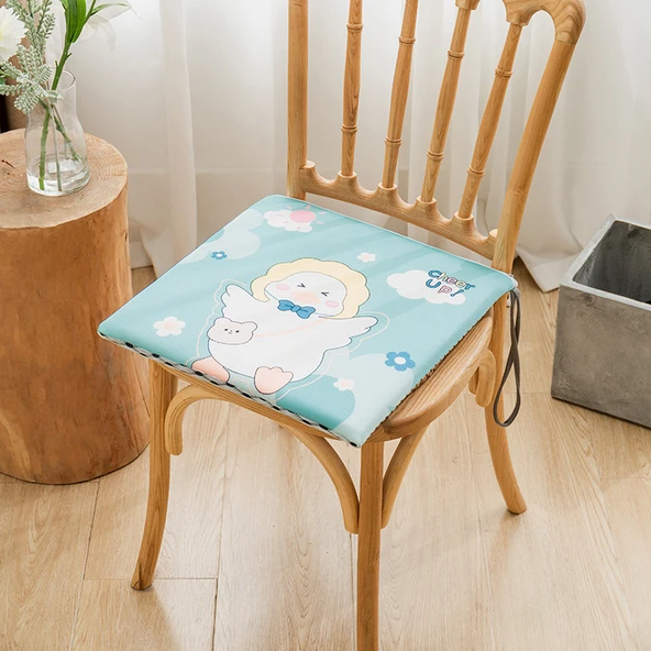 Rayon Yazlık Nefes Alabilen Sandalye Minderi - Civciv Desenli - 40x40x3cm