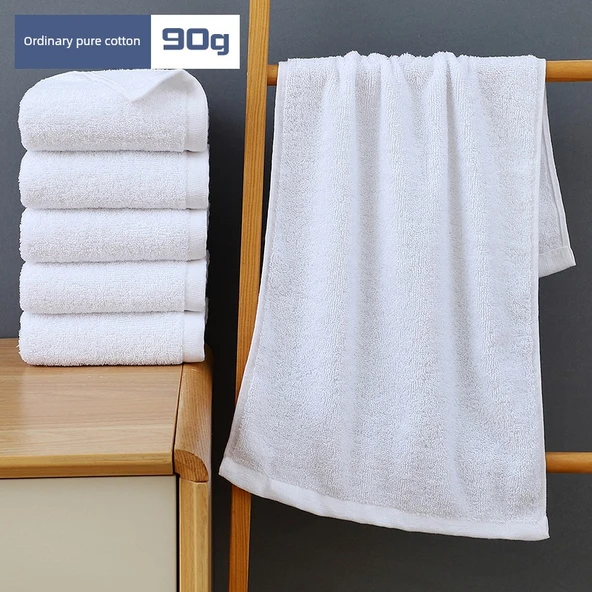 Toptan Beyaz Pamuklu Otel Havlusu - Normal %100 Pamuk 90g 33x71cm 10'lu Paket