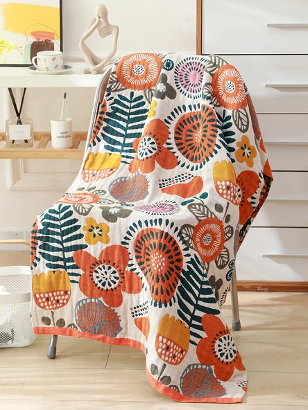 Ekstra Büyük Pamuklu Müslin Banyo Havlusu 80x160cm - Uzun Kulaklı Tavşan - 4