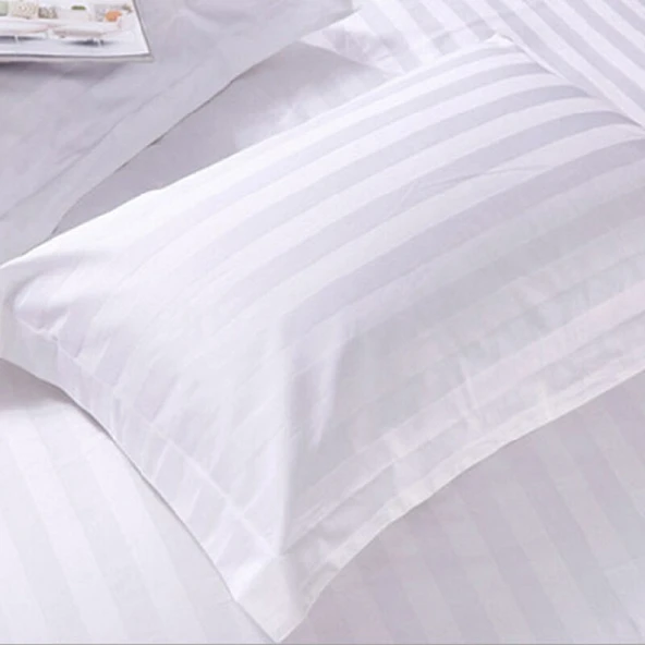 Jakarlı Saten Otel Pamuk Yastık Kılıfı - 40 Saf Pamuk Şifreli 58x88cm