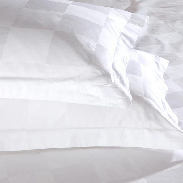 Jakarlı Saten Otel Pamuk Yastık Kılıfı - 40 Şifreli Jiugongge 58x88cm