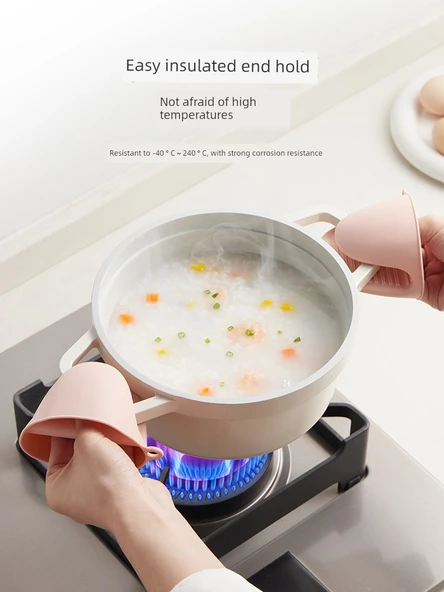 Silikon Fırın Eldiveni - Isıya Dayanıklı - Zeytin Yeşili - 2'li Paket - Resim 4