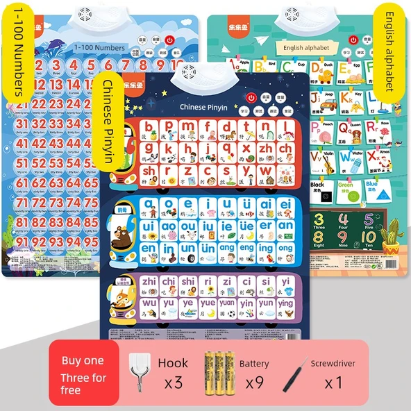 Pinyin Sesli Çalışma Makinesi - Pinyin + Sayılar + Harfler