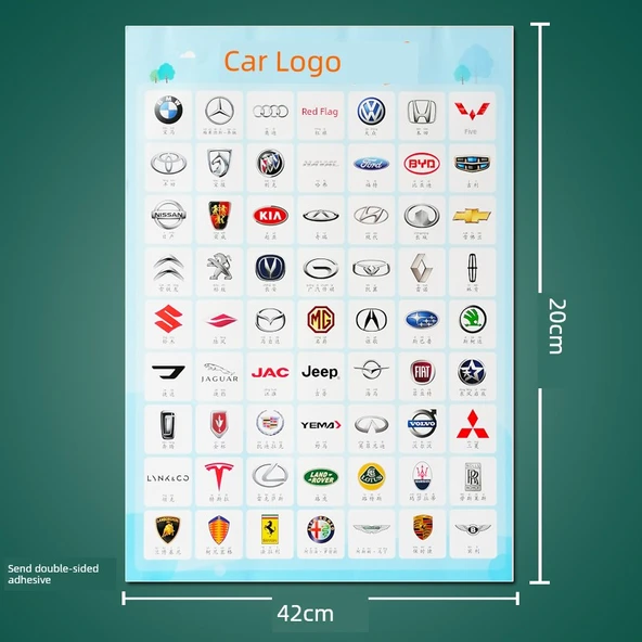 Araba Logosu Öğrenme Tablosu - Orta Boy