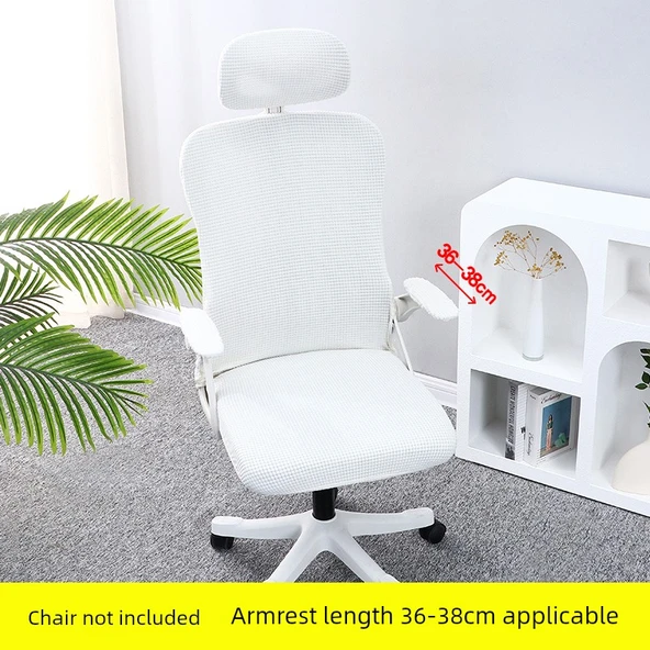 Ofis Koltuğu Kılıfı - Universal Elastik - 5 Parça - Pirinç Beyazı (Kolçak 36-38 cm)