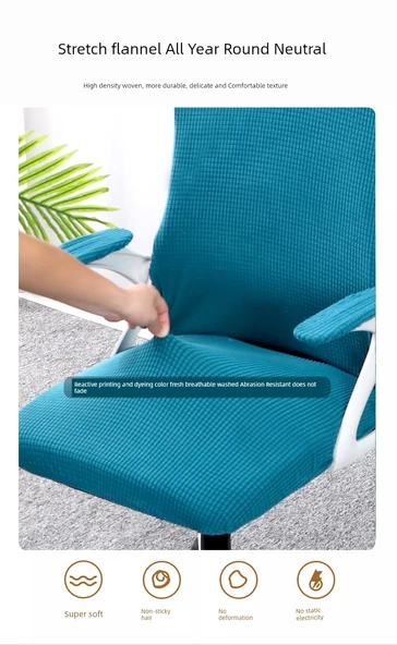 Ofis Koltuğu Kılıfı - Universal Elastik - 5 Parça - Kahverengi (Kolçak 23-27 cm) - 10