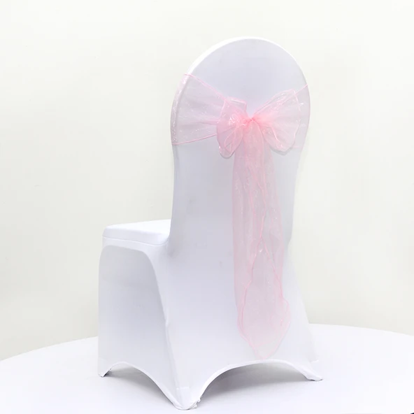 Düğün Otel Sandalye Arkası İpek Kurdele - 18x275cm - Pembe