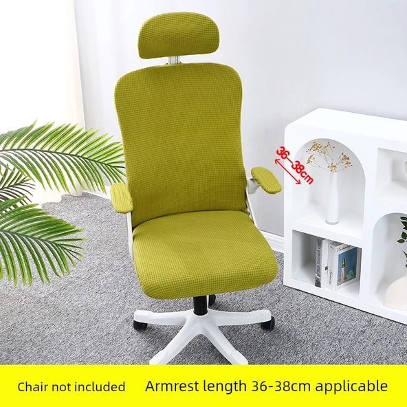 Ofis Koltuğu Kılıfı - Universal Elastik - 5 Parça - Zeytin Yeşili (Kolçak 36-38 cm)