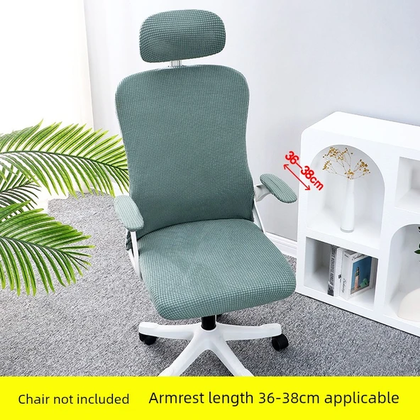 Ofis Koltuğu Kılıfı - Universal Elastik - 5 Parça - Gri Yeşil (Kolçak 36-38 cm)