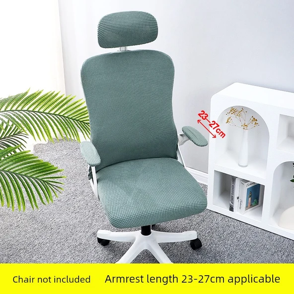 Ofis Koltuğu Kılıfı - Universal Elastik - 5 Parça - Gri-Yeşil (Kolçak 23-27 cm)