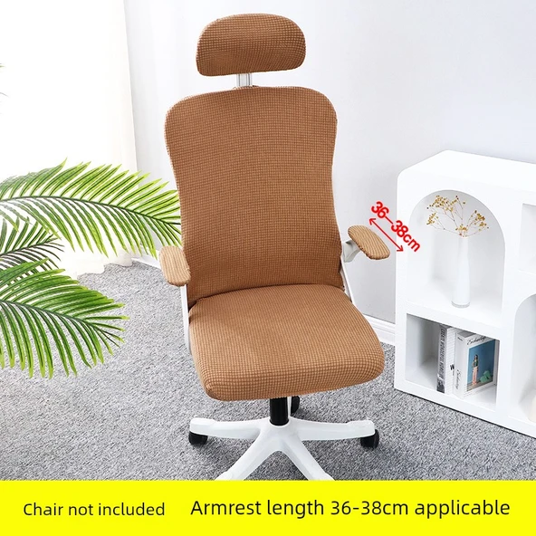 Ofis Koltuğu Kılıfı - Universal Elastik - 5 Parça - Kahverengi (Kolçak 36-38 cm)