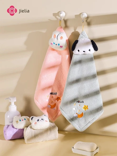 Sevimli Hayvan El Havlusu - Köpek Yavrusu + Tavşan + Panda (3'lü Paket) - 30x30 cm - 2