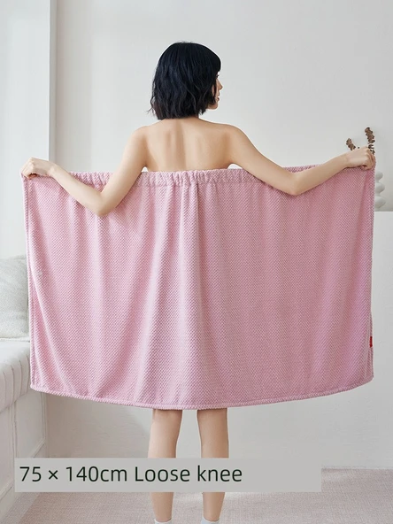 Kadın Pamuk Banyo Eteği ve Saç Bandı Seti - Pembe Mor - Resim 5