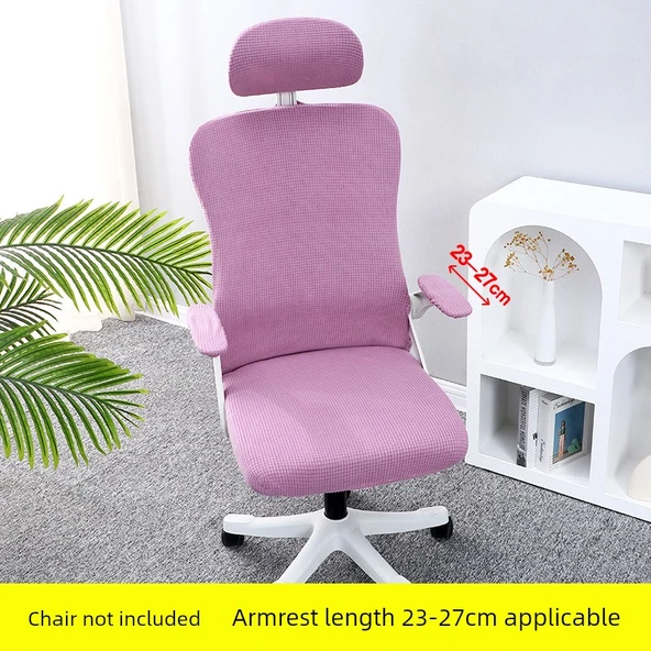 Ofis Koltuğu Kılıfı - Universal Elastik - 5 Parça - Mor (Kolçak 23-27 cm)