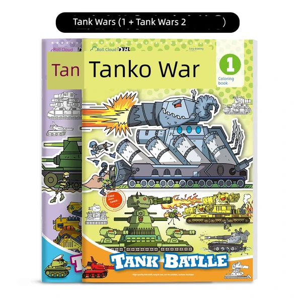 Tank Savaşları Boyama Kitabı [2'li Paket] Tank Savaşı ① + ②