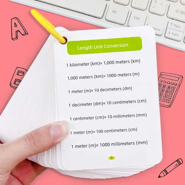İlkokul Matematik Formülleri Flash Kartları (Kalınlaştırılmış 96 Sayfa)