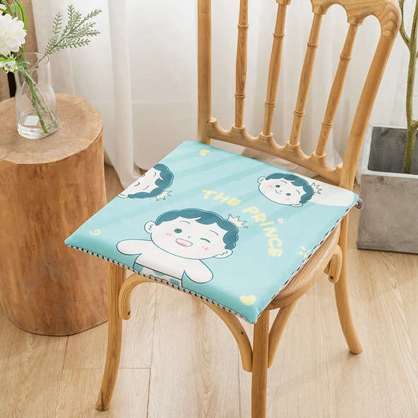 Rayon Yazlık Nefes Alabilen Sandalye Minderi - Erkek Çocuk Desenli - 40x40x3cm