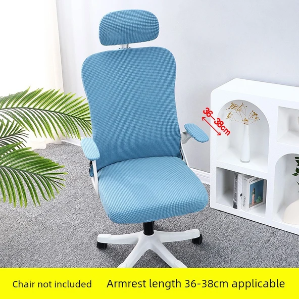 Ofis Koltuğu Kılıfı - Universal Elastik - 5 Parça - Gök Mavisi (Kolçak 36-38 cm)
