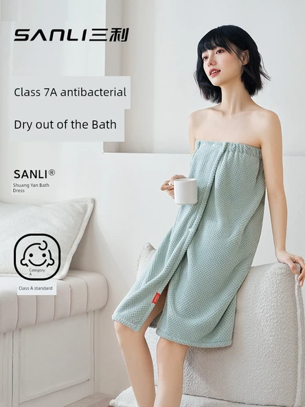 Kadın Pamuk Banyo Eteği ve Saç Bandı Seti - Pembe Mor - Resim 2