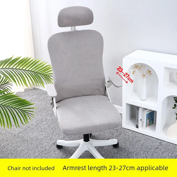 Ofis Koltuğu Kılıfı - Universal Elastik - 5 Parça - Açık Gri (Kolçak 23-27 cm)