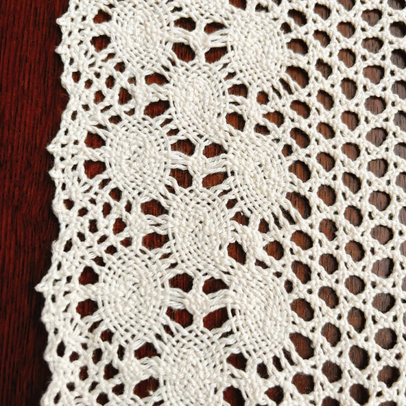 Krem (Düz) Tığ İşi Pamuklu Masa Örtüsü - 43x210cm - 9