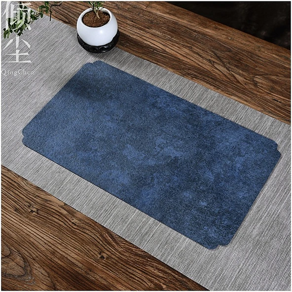 Mikrofiber Çay Matı Masa Örtüsü - Saklı Mavi, Orta Boy 23x50cm