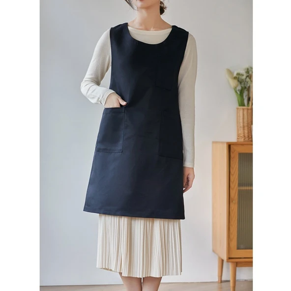 Japon Tarzı Su Geçirmez Polyester Önlük - Siyah