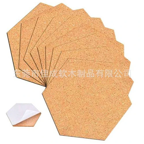 Kork Bardak Altlığı - Altıgen 100mm 1mm Yapışkanlı