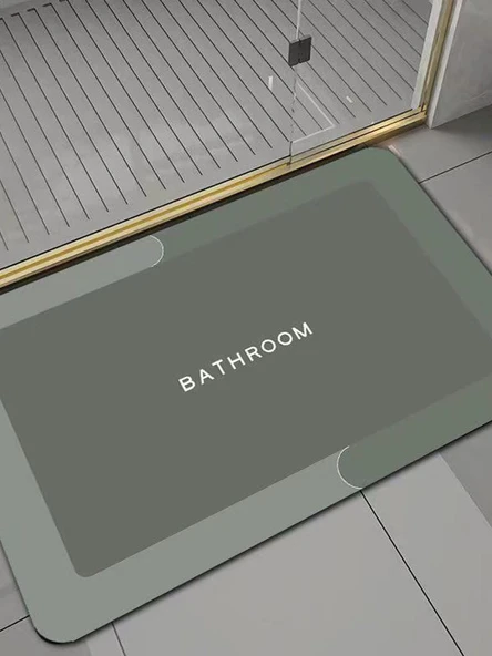 Yumuşak Diatomit Emici Banyo Paspası - Koyu Yeşil (Dikdörtgen) - 40x60 cm - 5