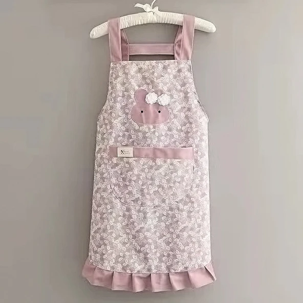 Kanvas Önlük - Pembe Tavşan Kulaklı