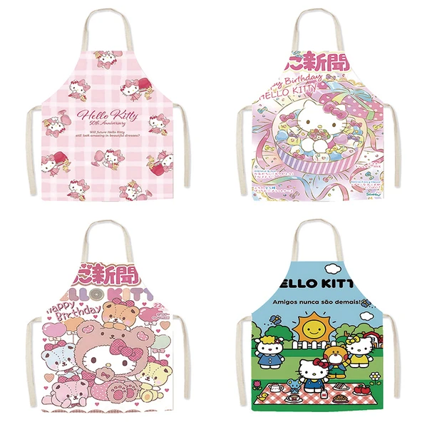 Sevimli Kedi Desenli Çocuk Mutfak Önlüğü HK-(7) 45x56cm - Kalın Pamuklu - Resim 4