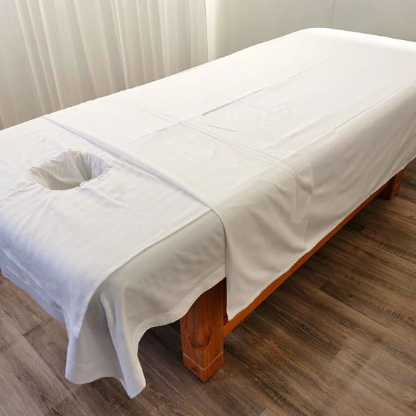Güzellik Salonu Yatak Örtüsü Seti - Beyaz - Yatak Örtüsü 110*220cm