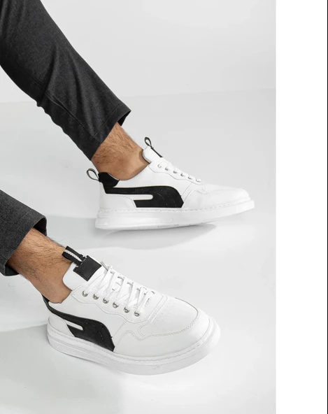 Erkek Beyaz Garantili Günlük Rahat Dikişli Hafif Taban Yürüyüş Garantili Spor Ayakkabı POMAS-5219 - Resim 3