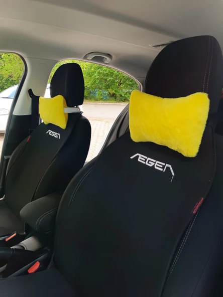 Yumuşak Peluşlu Ortopedik Araba Seyahat Boyun Yastığı 2'li Sarı - 3