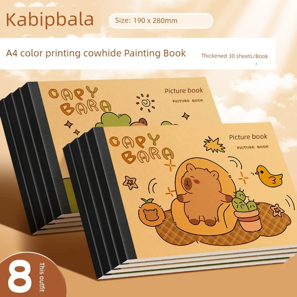 A4 Kalınlaştırılmış Kabi Bala Çocuk Boyama Defteri [8'li Paket]