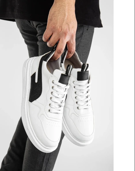 Erkek Beyaz Garantili Günlük Rahat Dikişli Hafif Taban Yürüyüş Garantili Spor Ayakkabı POMAS-5219 - Resim 4