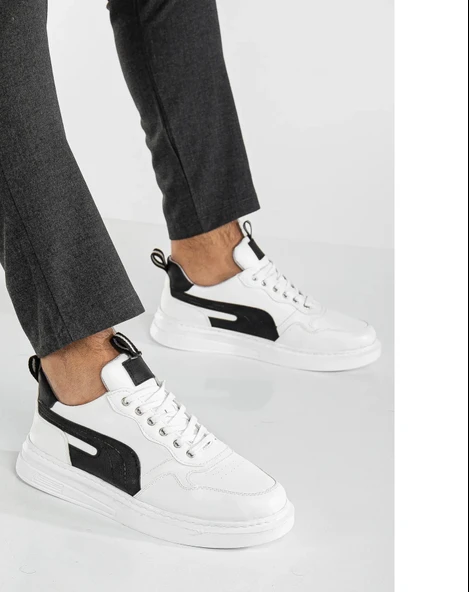 Erkek Beyaz Garantili Günlük Rahat Dikişli Hafif Taban Yürüyüş Garantili Spor Ayakkabı POMAS-5219 - Resim 2