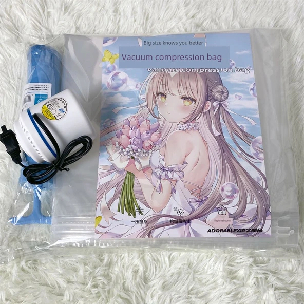Anime Vücut Yastığı Saklama Çantası - 170x60cm - Elektrikli Pompa
